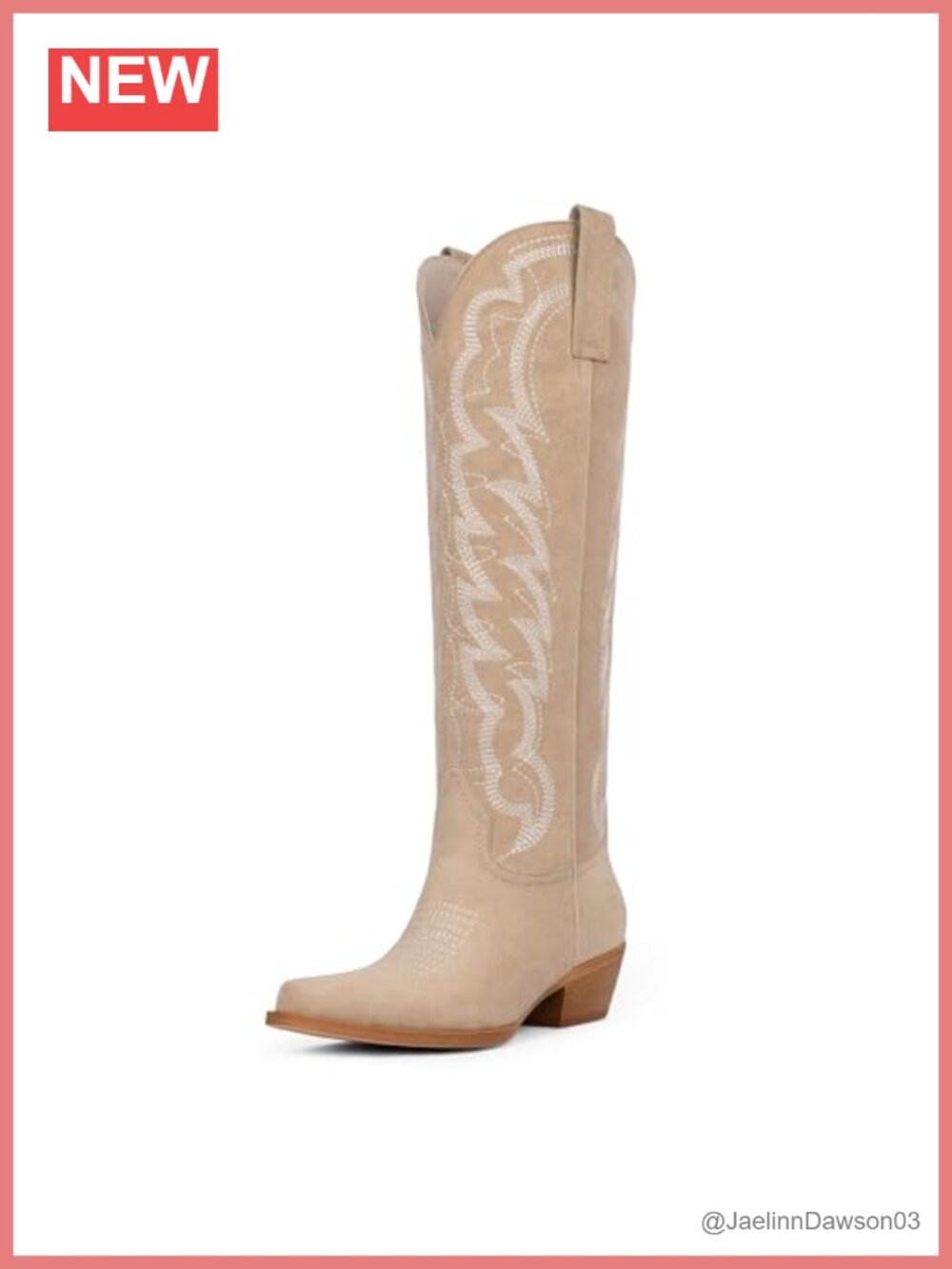 Womens Knee High Cowboy Boots Chunky Heel Pointed Toe Suede Western Boot